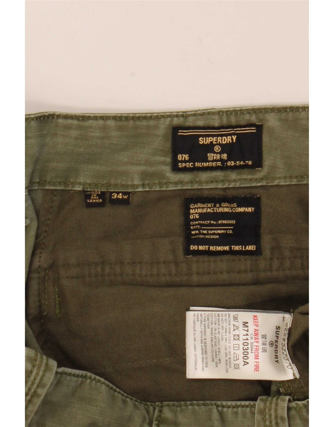 Superdry Mens Cargo Shorts W34 Grande Algodão Cáqui