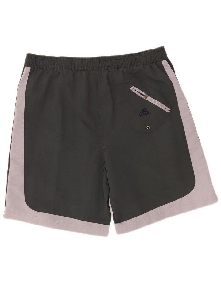 Pantaloncini da bagno da uomo Adidas in poliestere color block grigio medio