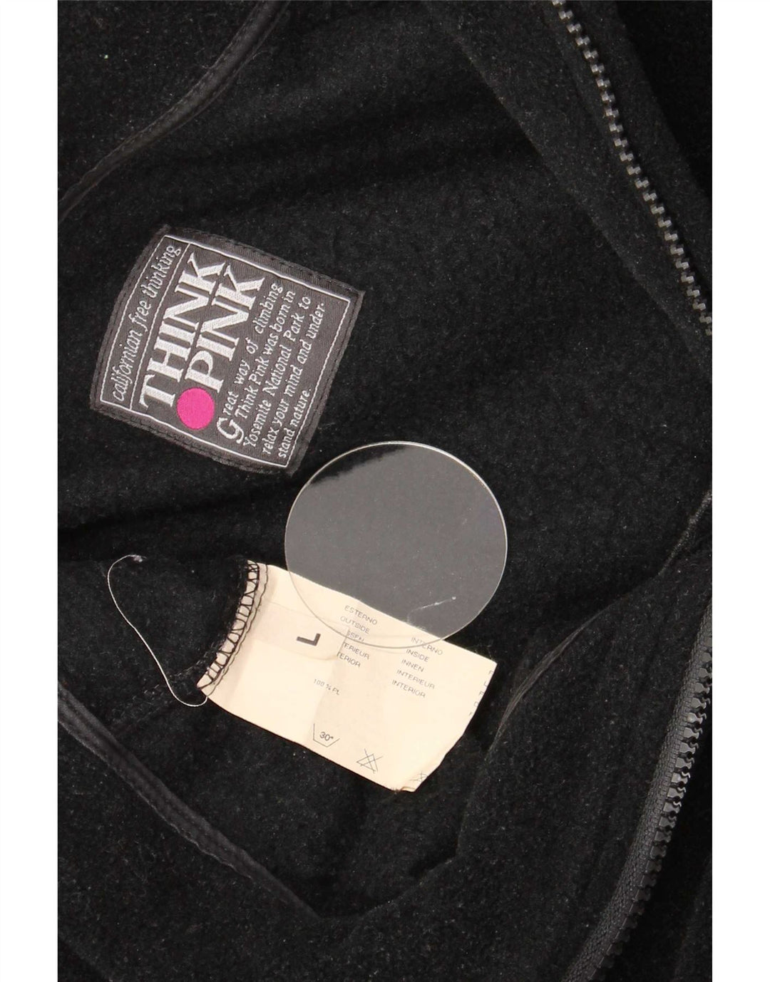 Think Pink Mens Graphic Zip Fleece Jumper με μεγάλο μαύρο πολυεστέρα
