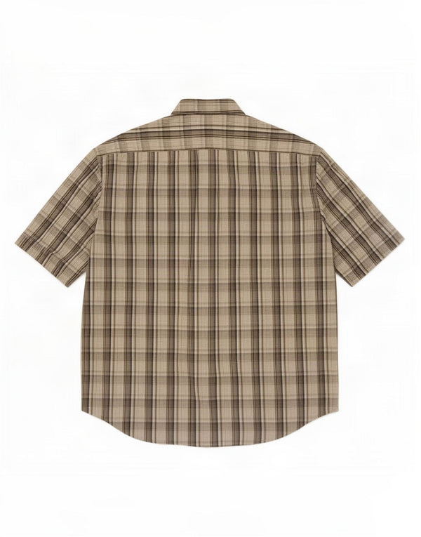 Camicia a maniche corte da uomo Tommy Hilfiger XL in cotone a quadri kaki