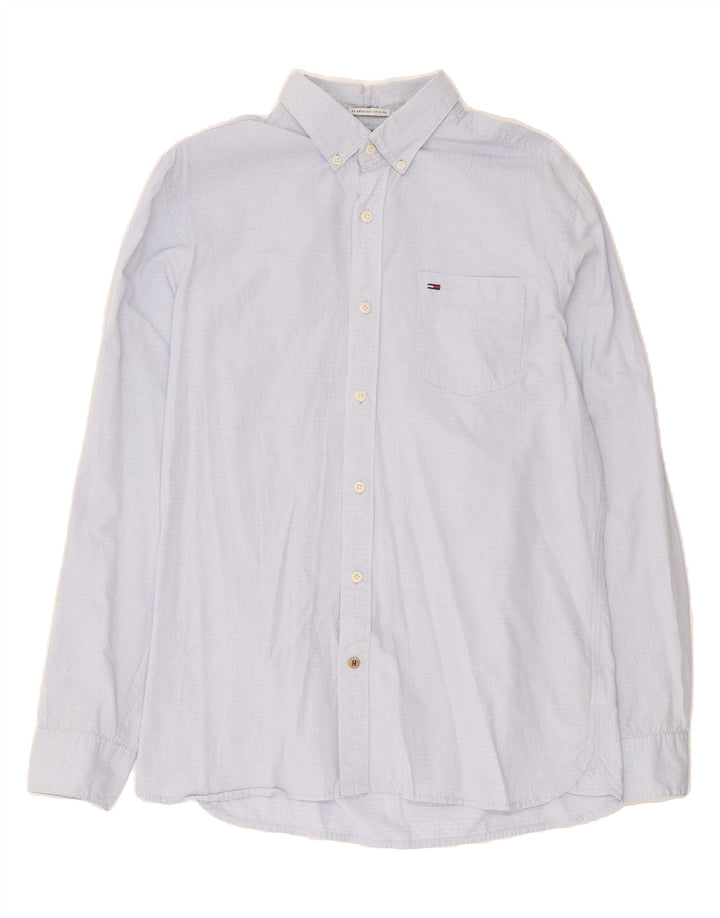 TOMMY HILFIGER Mens Shirt Medium Blue Spotted Cotton Vintage Tommy Hilfiger and Second-Hand Tommy Hilfiger from Messina Hembry 
