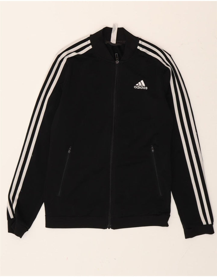 Adidas Womens Tracksuit Top Jacket UK 4/6 XS Black Striped Polyester