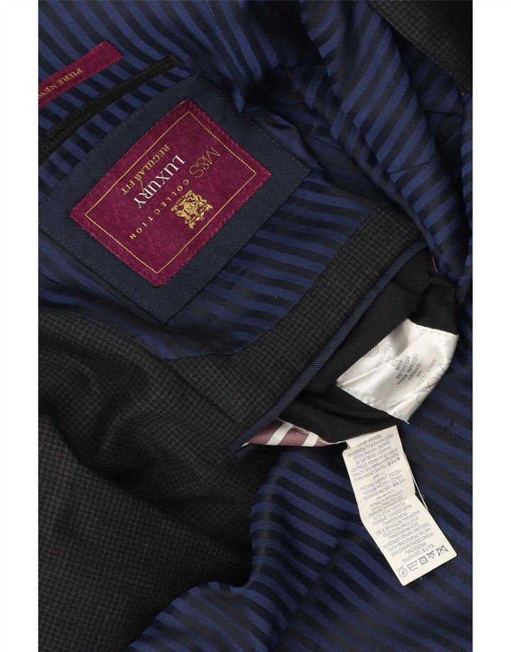 Marks & Spencer Chaqueta tipo blazer de 2 botones para hombre UK 40 Gris medio Pata de gallo