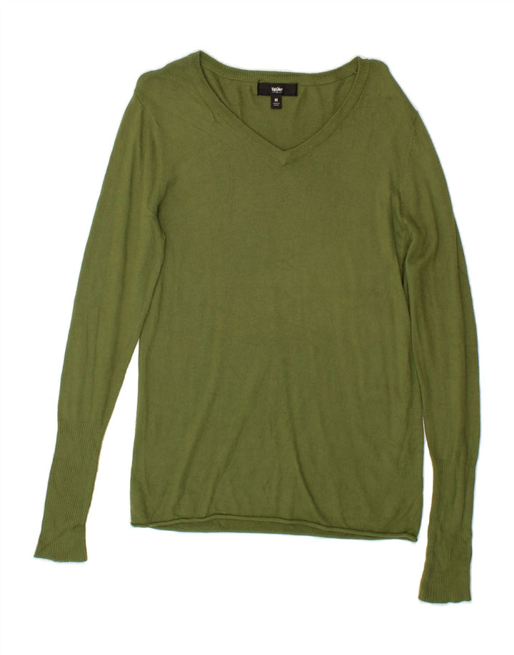 MOSSIMO Womens V-Neck Jumper Sweater UK 12 Medium Green Vintage Mossimo and Second-Hand Mossimo from Messina Hembry 