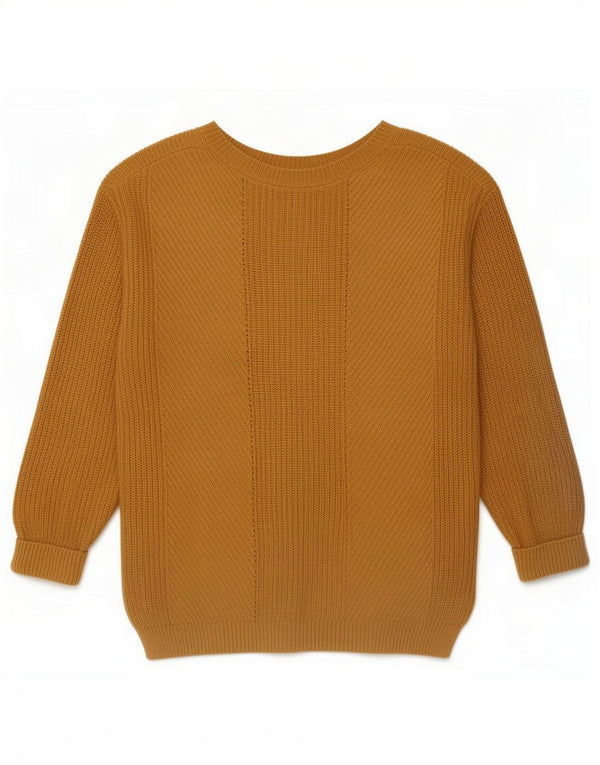 Marks & Spencer Womens Boat Neck Jumper Sweater UK 14 Medium Yellow Cotton