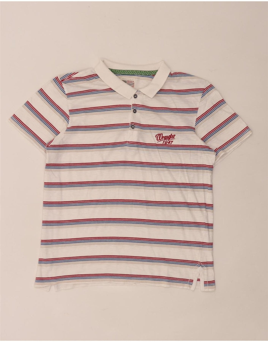 Camisa polo feminina Wrangler UK 12 listrada branca média