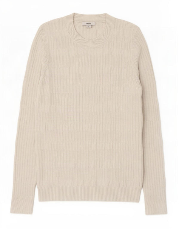 Reiss Womens Crew Neck Jumper Sweater UK 12 Medium White Striped Polyamide