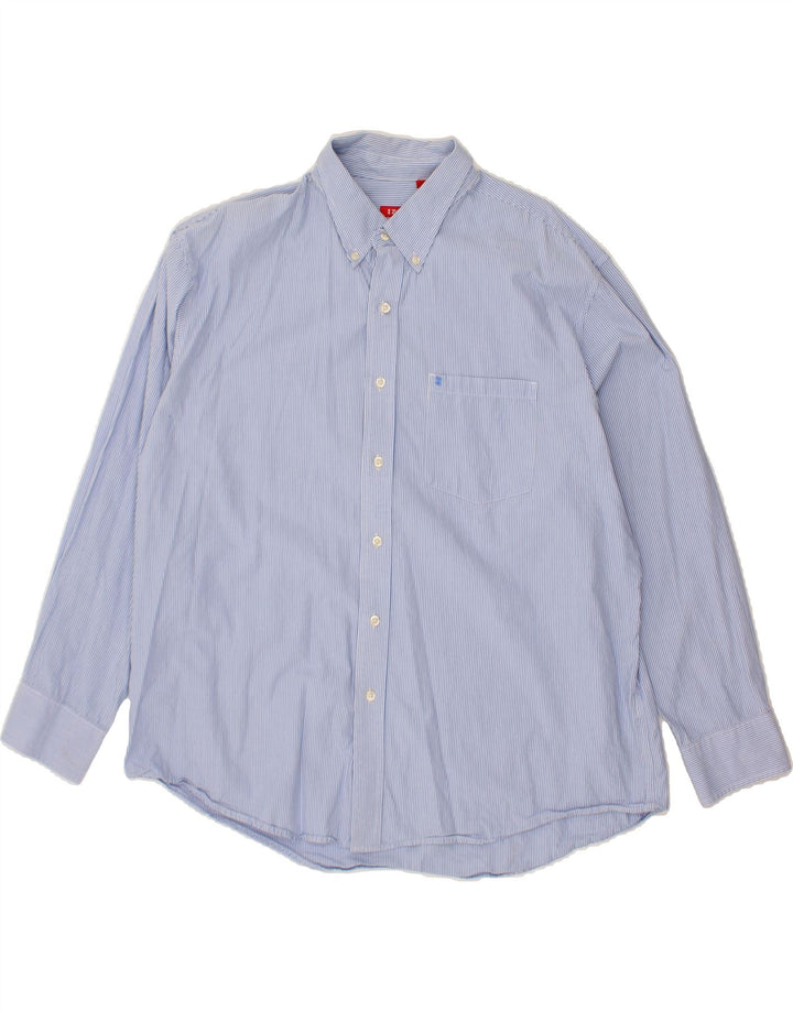 IZOD Mens Shirt XL Blue Pinstripe Cotton Vintage Izod and Second-Hand Izod from Messina Hembry 