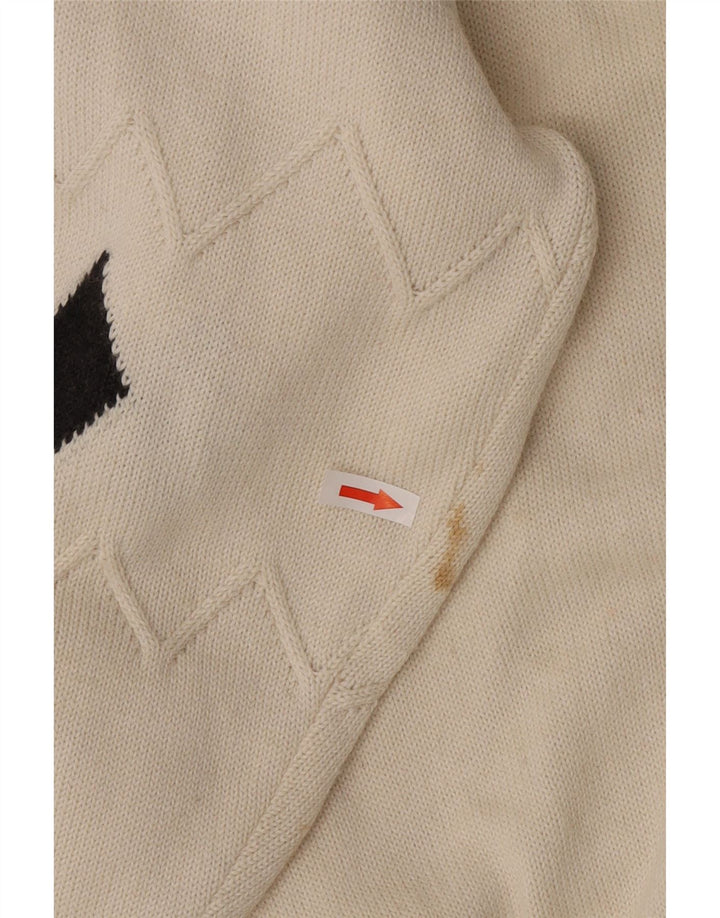 Il Granchio Maglione da uomo con scollo a V grande bianco a rombi/diamante