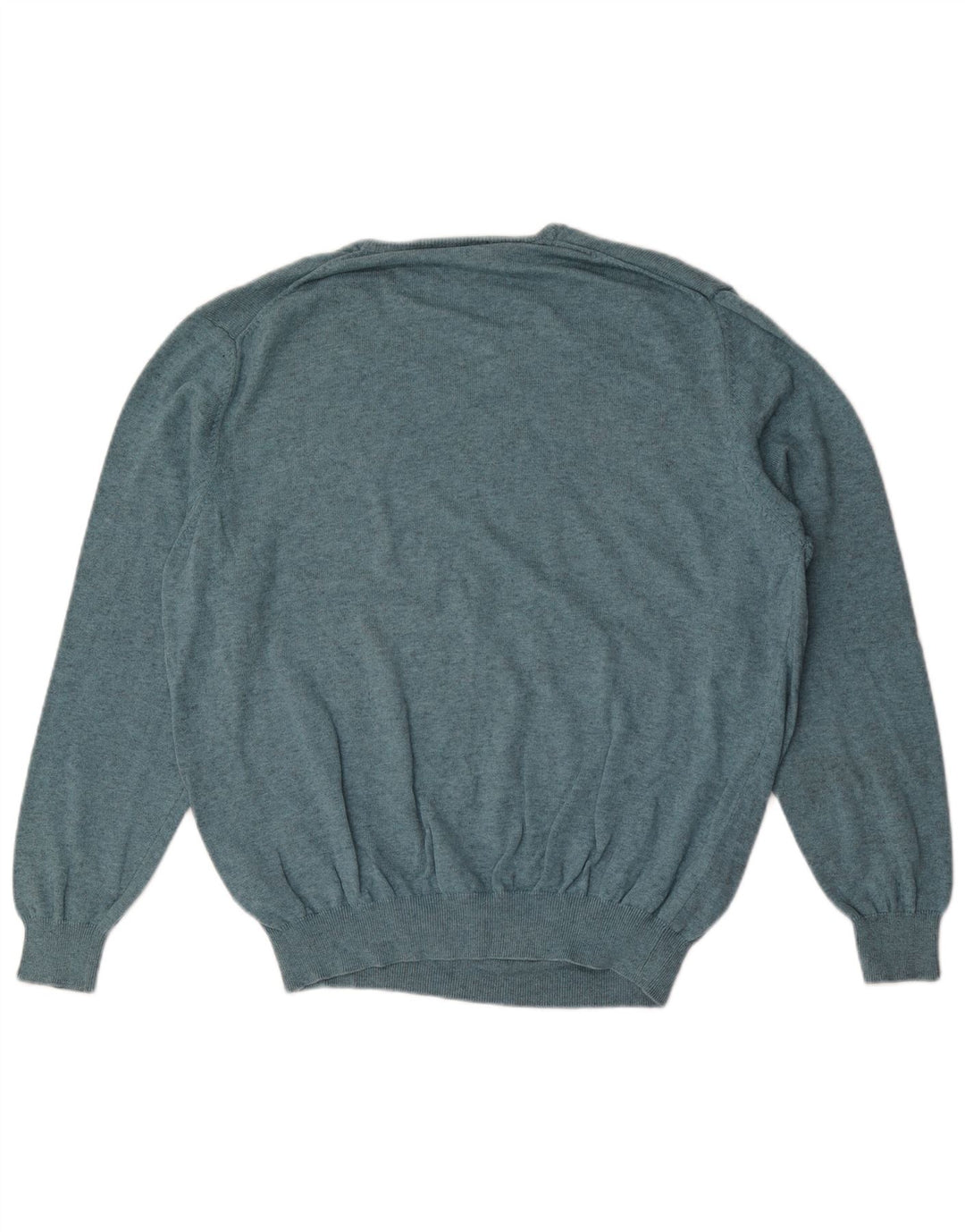 Massimo Dutti Mens V-Neck Jumper Sweater Large Blue Cotton