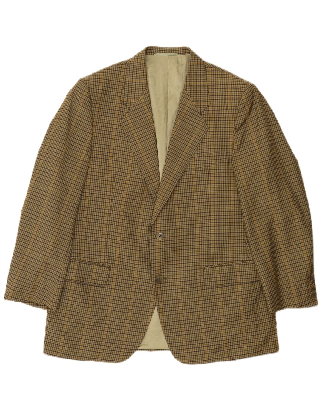 Vintage Herren 2-Knopf-Blazerjacke UK 38 Medium Khaki Check