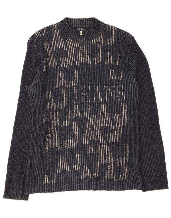 Suéter masculino Armani Jeans com gola tartaruga gráfica XL azul marinho algodão