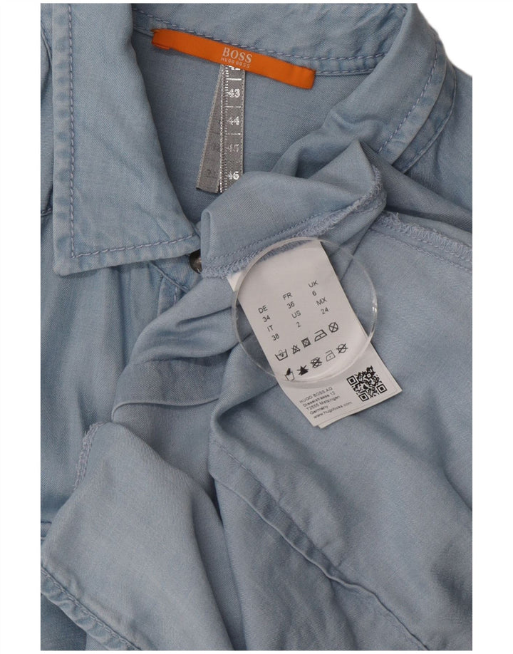 Hugo Boss Chemise surdimensionnée pour femme UK 6 XS Bleu Lyocell