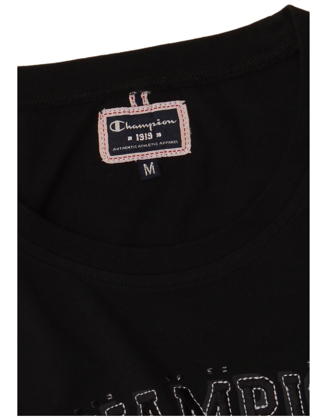 Champion Damen Grafik-T-Shirt-Oberteil UK 12 Medium Schwarz