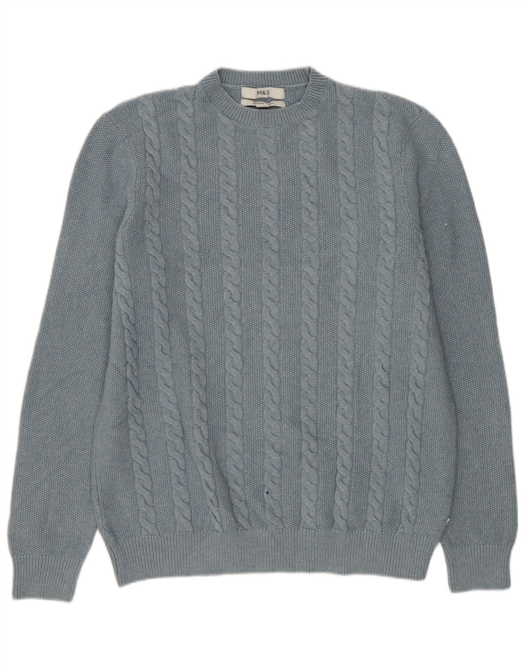 Marks & Spencer Mens Crew Neck Jumper Sweater Medium Blue Polyester