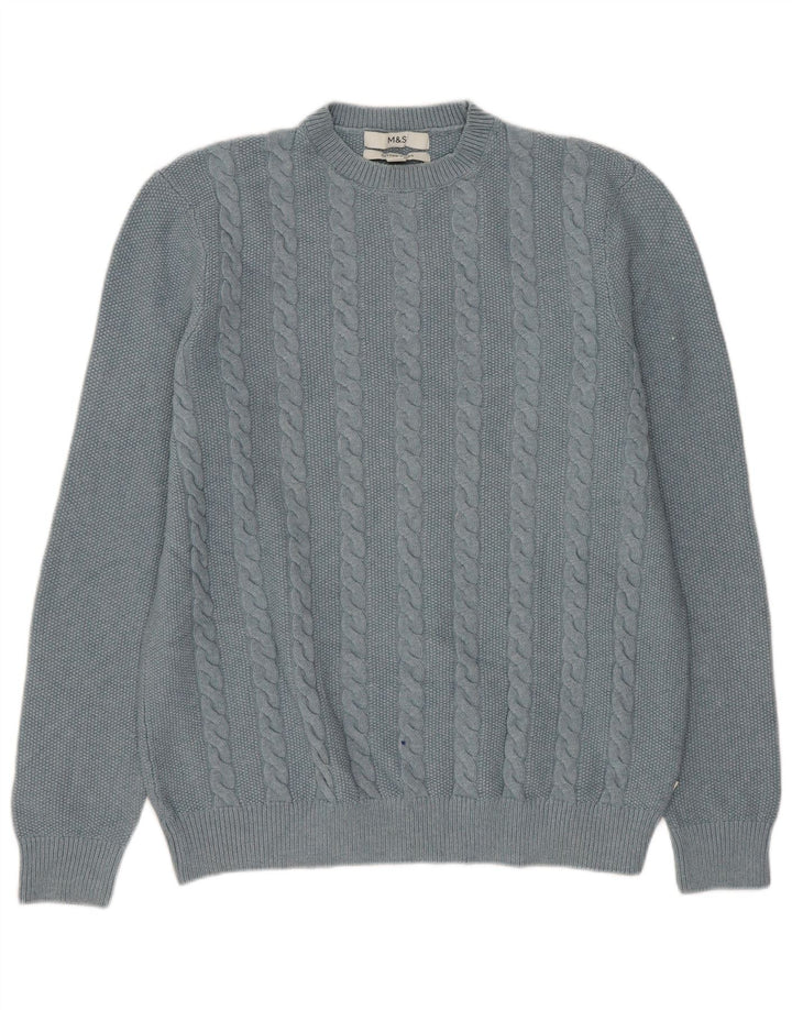 Marks & Spencer Mens Crew Neck Jumper Sweater Medium Blue Polyester