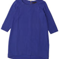 Marks & Spencer Damen Petite Etuikleid mit 3/4-Ärmeln, UK 12, Mittelblau