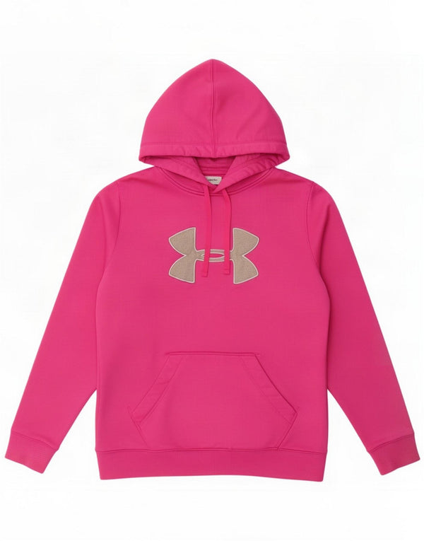 Under Armour Womens Hoodie Jumper UK 16 Large Pink Polyester