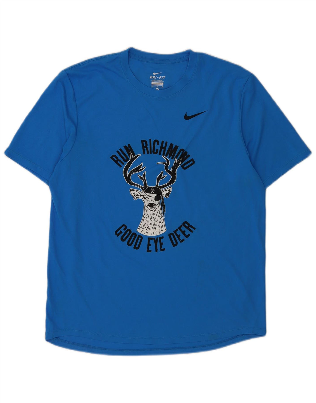 Nike Herre Dri Fit grafisk T-shirt top mellemblå polyester