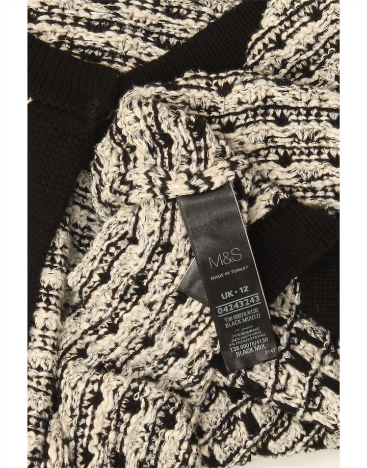 Maglione cardigan da donna Marks & Spencer UK 12 cotone medio a quadri nero