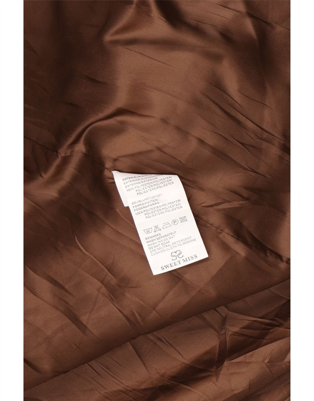 SWEET MISS Womens Double Breasted Coat UK 14 Medium Brown Check Polyester