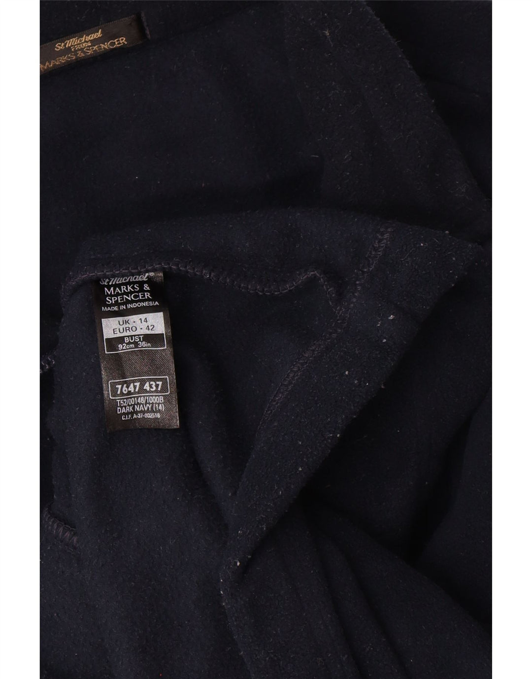 Marks & Spencer Fleecejakke til kvinder UK 14 Stor marineblå polyester