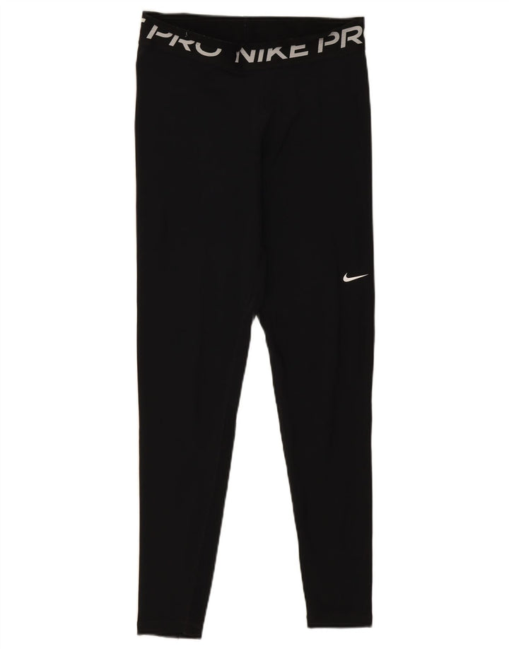 Nike Womens Dri Fit Graphic Leggings UK 12 Medium Black Polyester