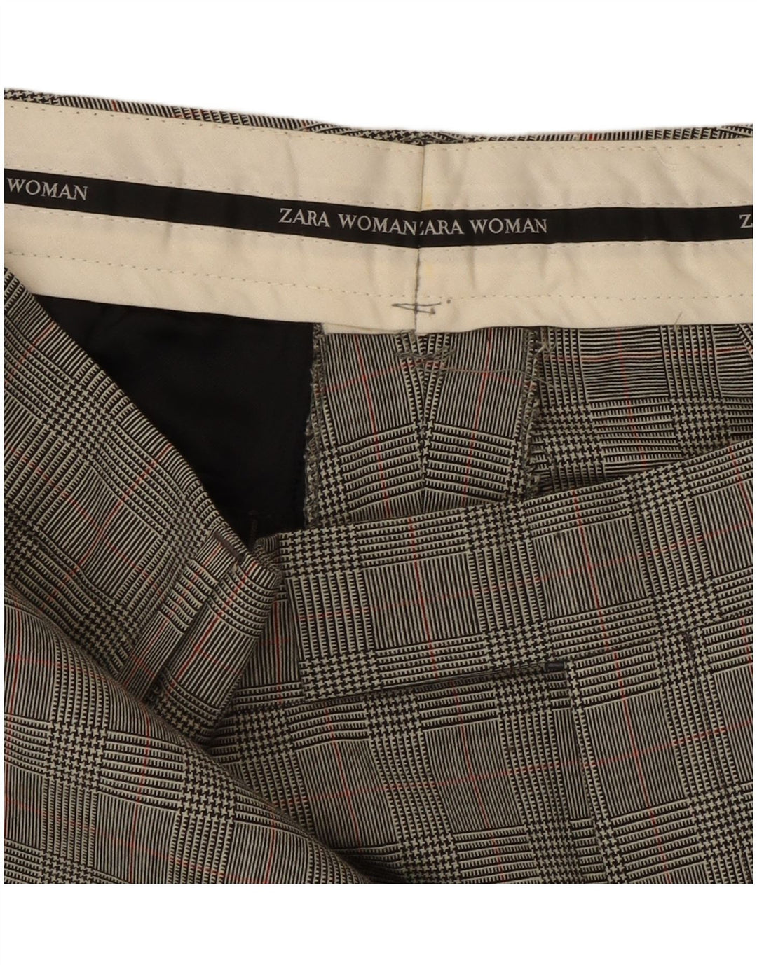 Zara Womens Straight Suit Trousers W32 L31 Grey Houndstooth Classic