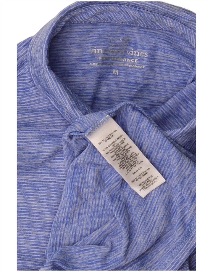 Vineyard Vines Womens Polo Shirt UK 14 Medium Blue Striped Polyester