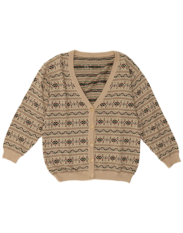 Vintage dame cardigan sweater UK 14 Medium Grey Fair Isle