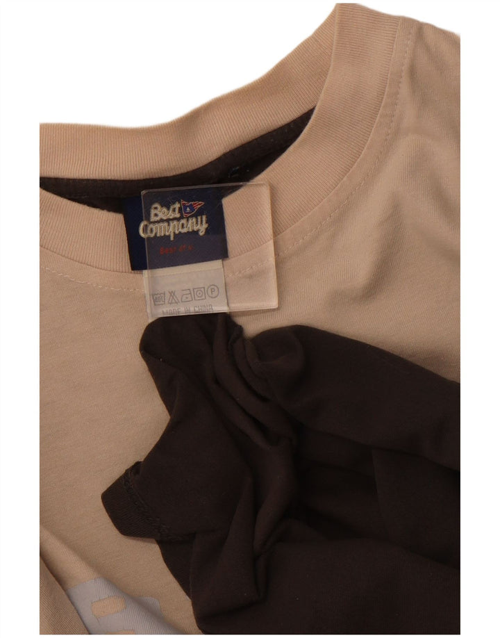 BEST COMPANY Mens Graphic Top Long Sleeve Medium Grey Colourblock Cotton
