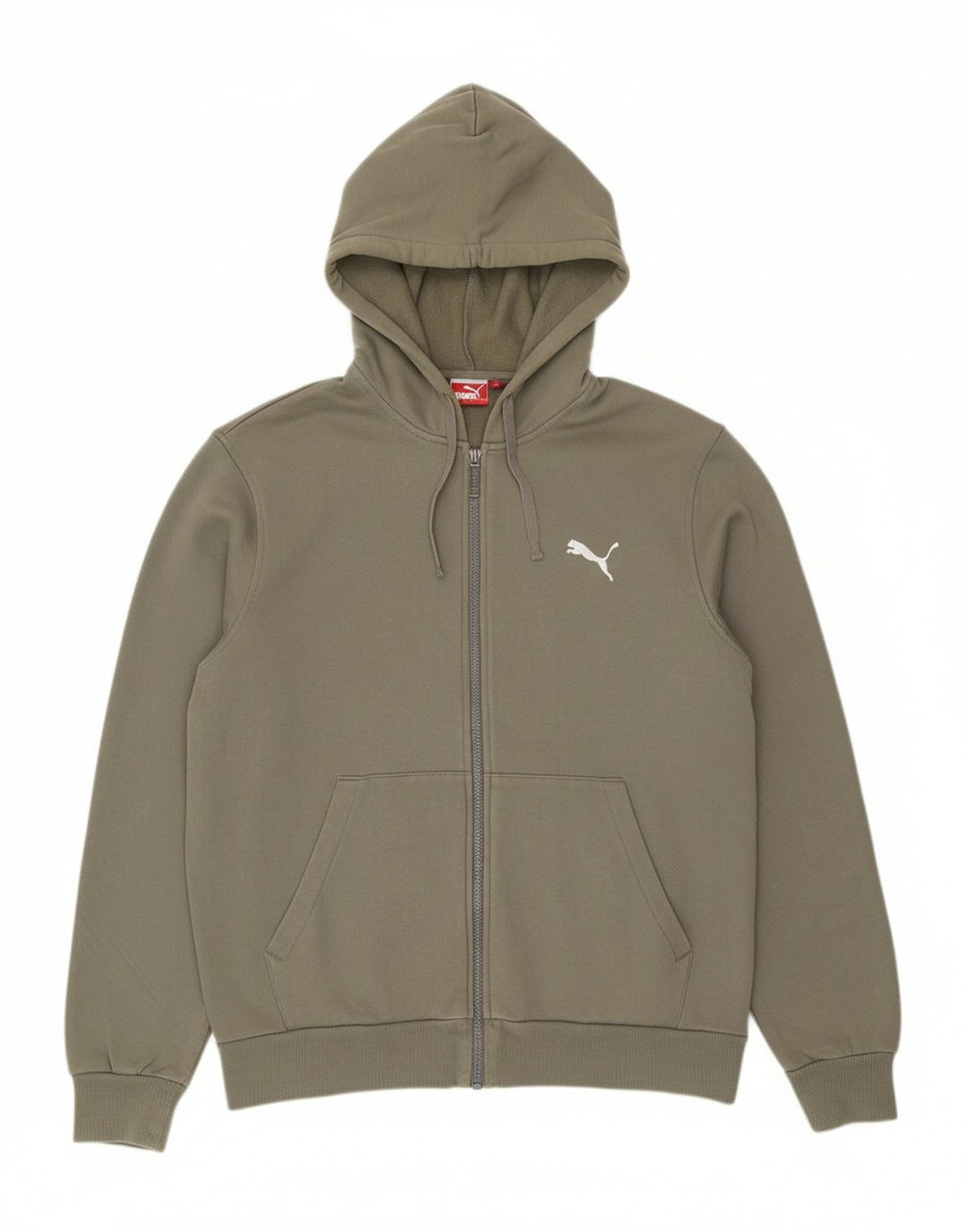 Suéter masculino PUMA com capuz e zíper gráfico grande algodão cáqui