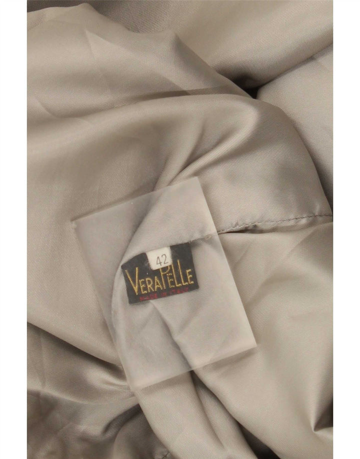 Jachetă vintage din piele cu 2 nasturi pentru femei IT 42 gri mediu