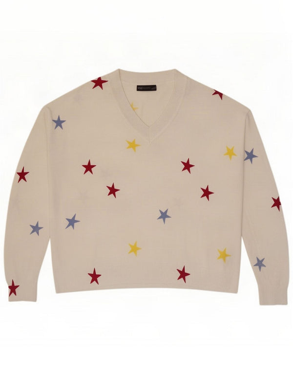 Marks & Spencer Pull col en V à motif abstrait pour femme UK 16 Large W
