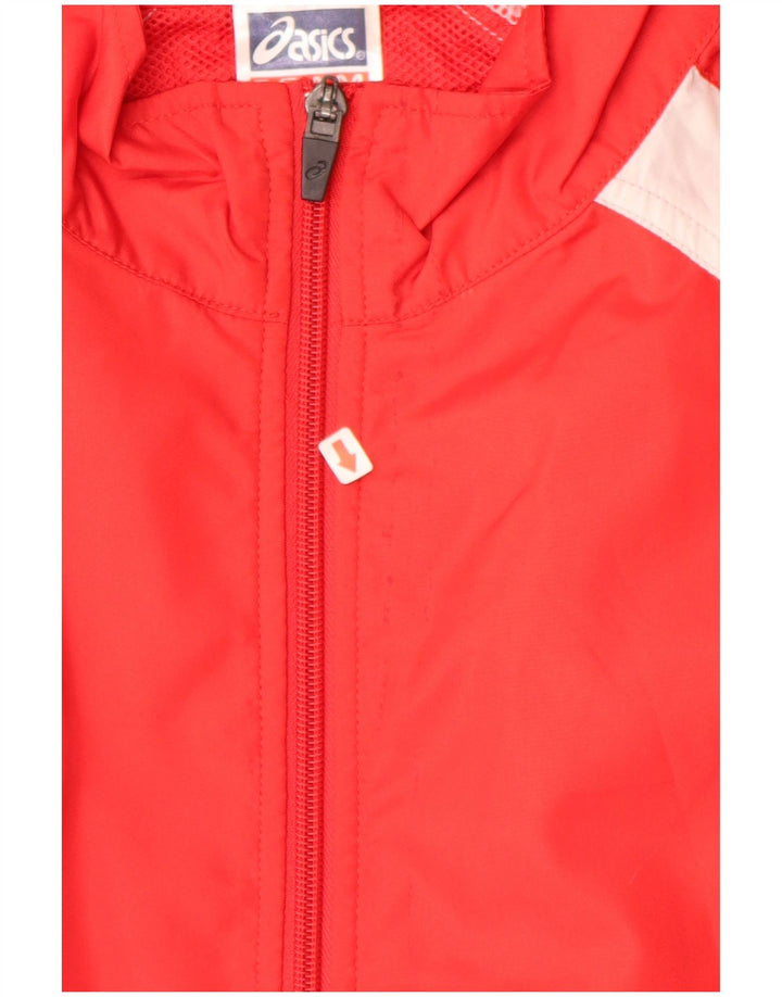 ASICS Mens Rain Jacket UK 42 XL Red Colourblock Polyester