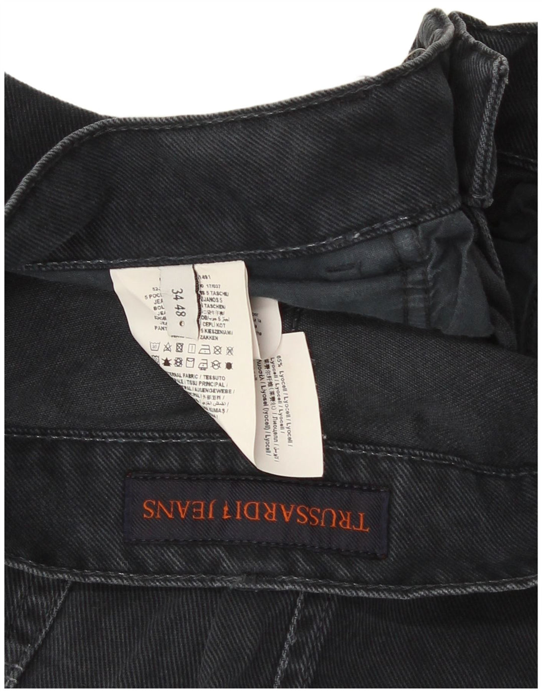 Trussardi Mens Straight Jeans IT 48 Medium W34 L30 Black Cotton