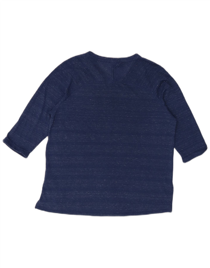 Marks & Spencer Womens Top 3/4 Sleeve UK 14 Medium Blue Flecked Polyester