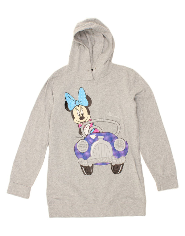 DISNEY Womens Mickey Mouse Graphic Hoodie Jumper UK 12 Medium Grey Cotton