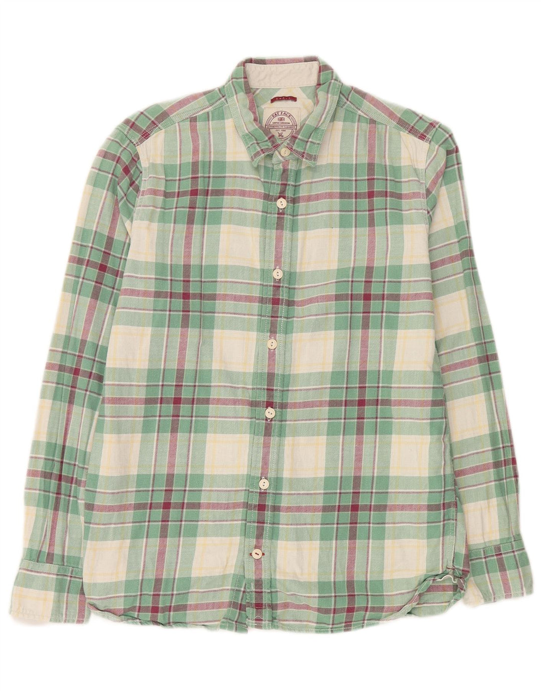 Fat Face Mens Flannel Shirt Small Green Plaid Cotton