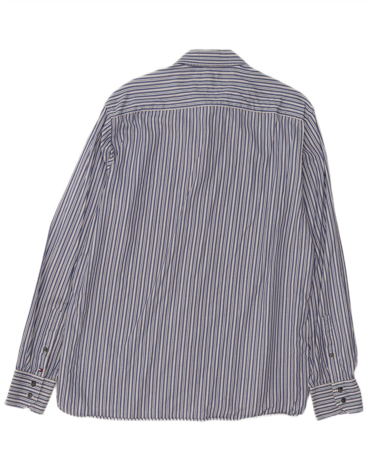 Tommy Hilfiger Mens Shirt Large Blue Striped Cotton
