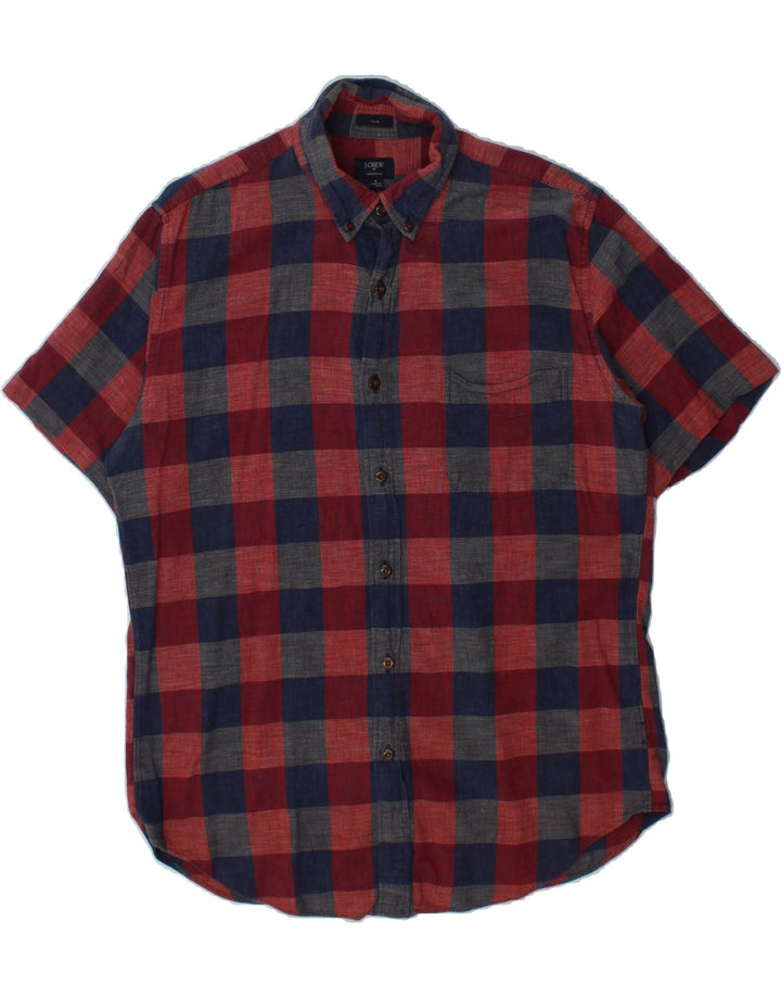 J. CREW Mens Slim Short Sleeve Shirt Medium Multicoloured Check Vintage J. Crew and Second-Hand J. Crew from Messina Hembry 