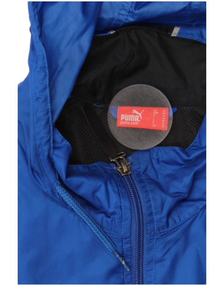 Giacca antipioggia con cappuccio da uomo PUMA UK 38 Blu medio color block
