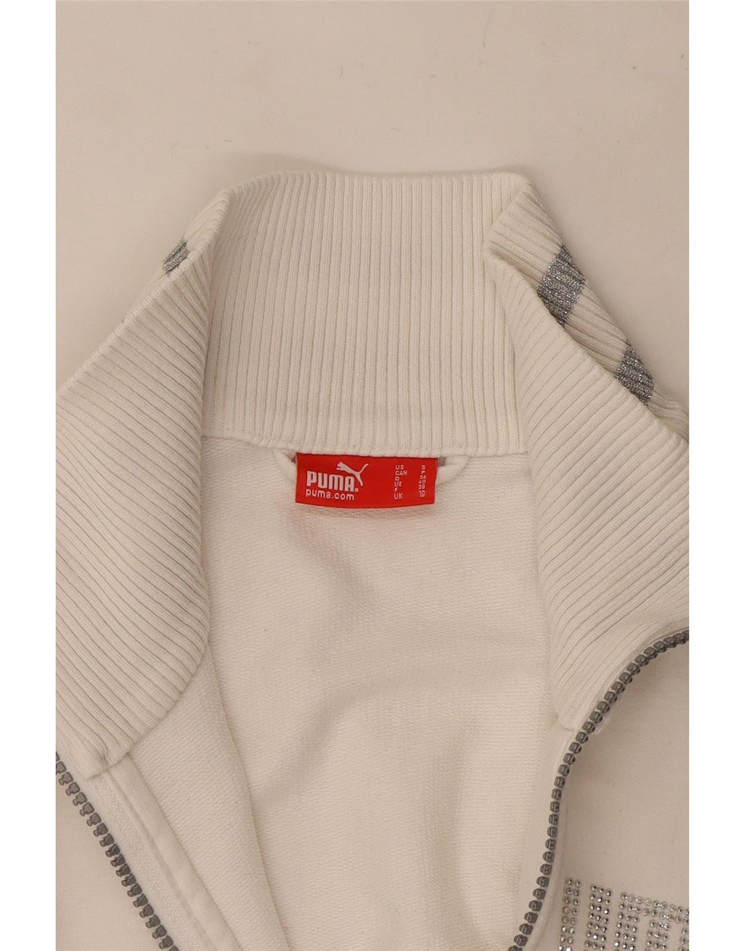Puma Mujer Chándal Top Chaqueta Reino Unido 10 Pequeño Blanco