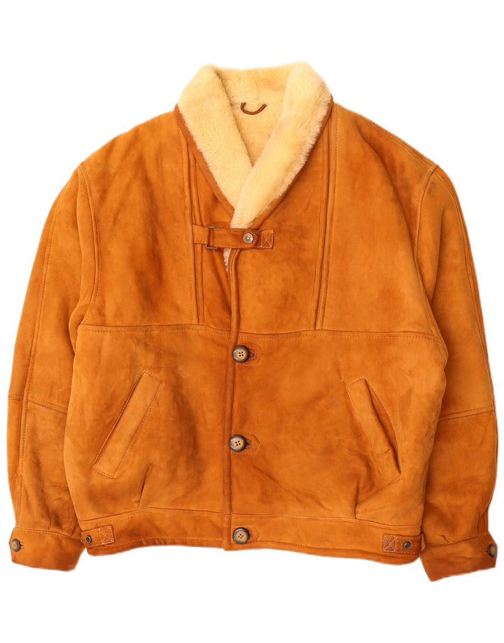 Vintage Herre Shearling Jacket IT 54 2XL Brun Shearling