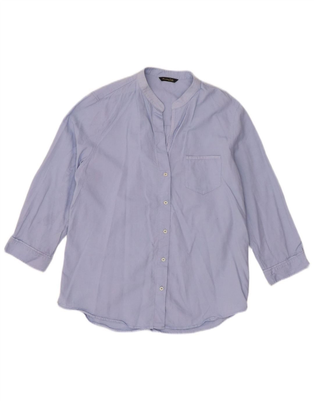 Massimo Dutti Womens 3/4 Sleeve Shirt EU 40 Medium Blue