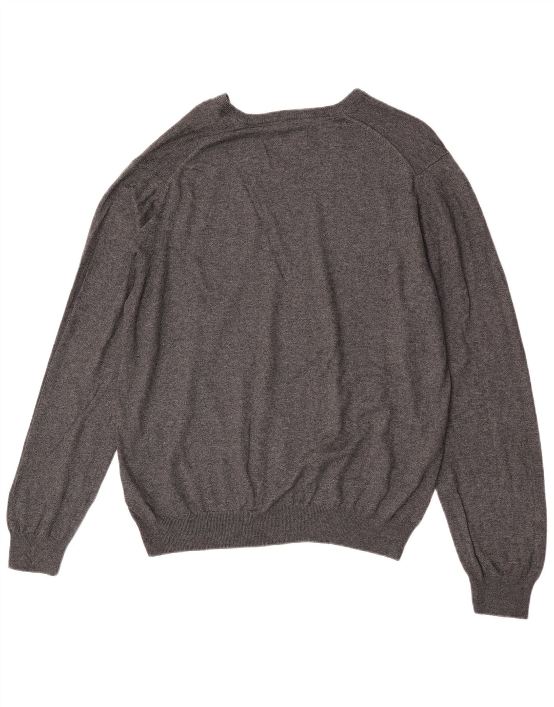 Marks & Spencer Mens Regular Fit V-Neck Jumper Sweater XL Grey Cotton