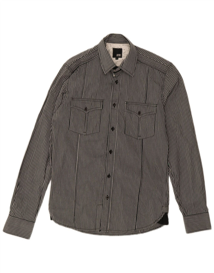 Jack & Jones Mens Graphic Shirt Small Black Pinstripe Cotton