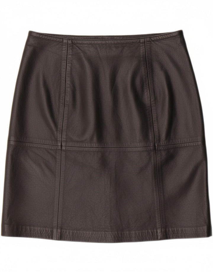 VINTAGE Womens Leather Skirt W30 Medium Black Leather