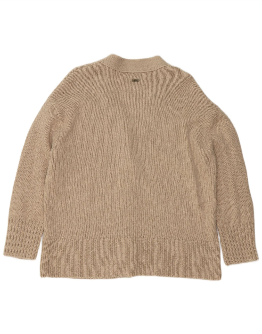 Barbour Womens Oversized Cardigan Sweater UK 10 Small Beige Bomuld