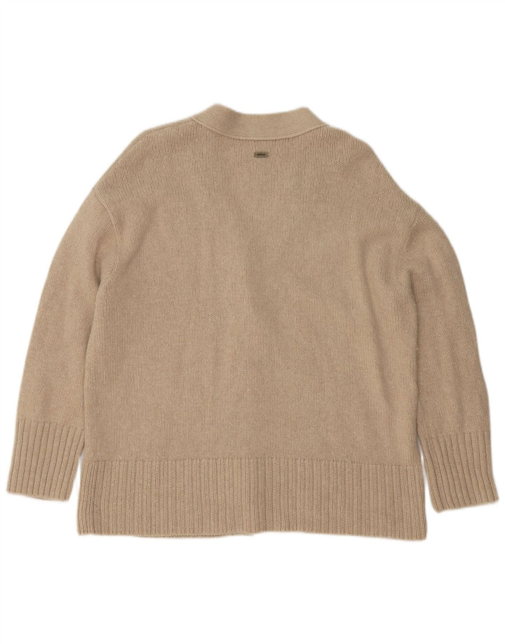 Barbour Womens Oversized Cardigan Sweater UK 10 Small Beige Bomuld